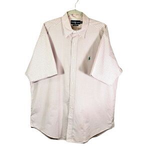 Polo by Ralph Lauren 100% Cotton Pink Dress Shirt Plaid Size XL